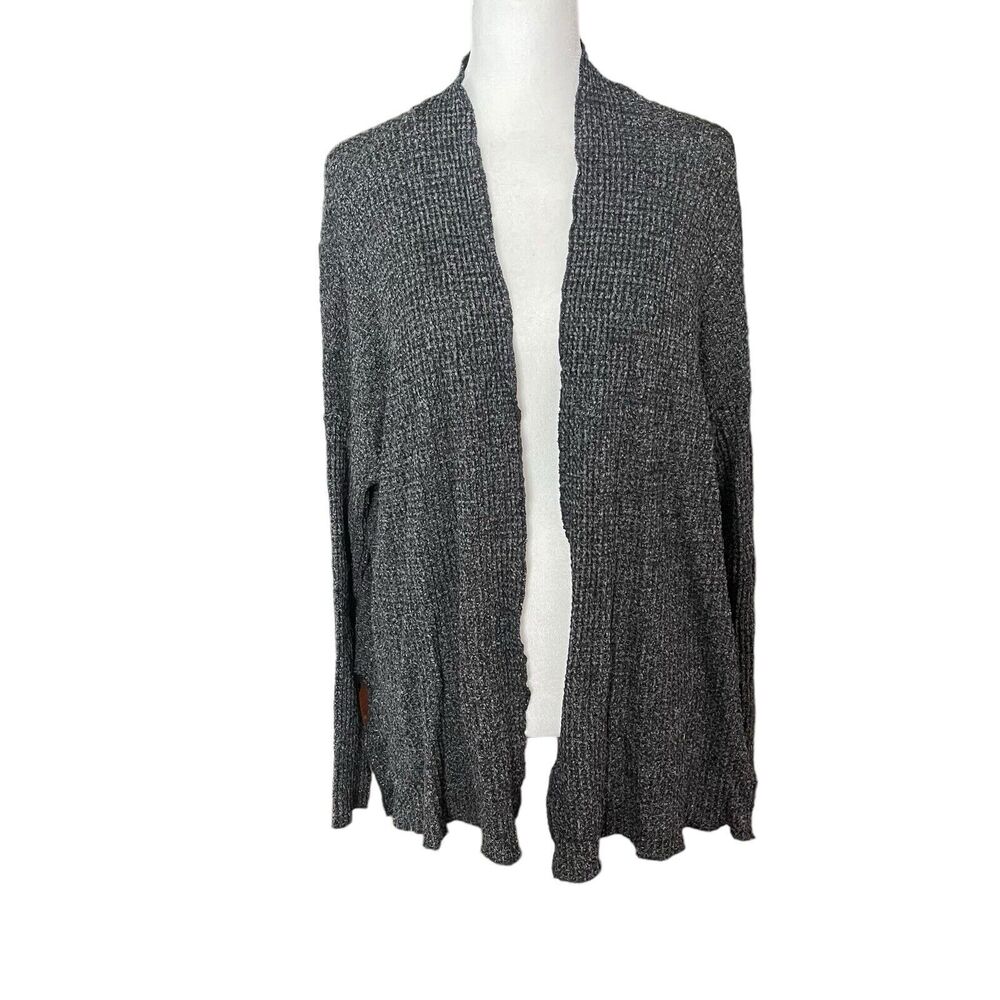 American Eagle Medium Cardigan Sweater Soft & Sexy Plush Gray Black Open